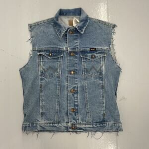 Vintage Y2k Wrangler Blue Western Denim Cut Off Jean Vest